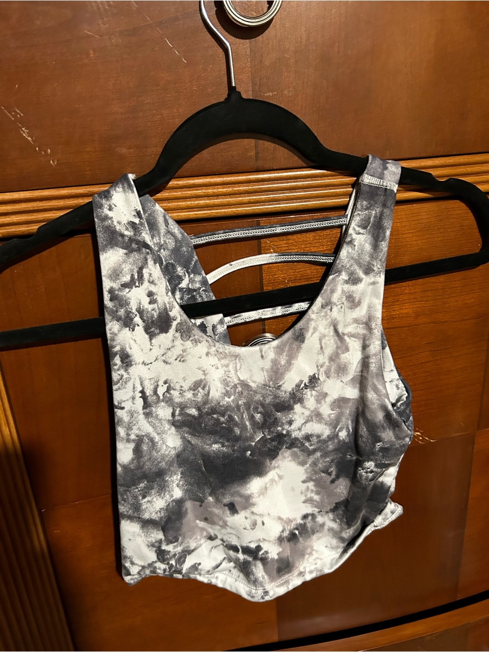 Jessica Simpson Black & White Tie-Dye Crop Tank